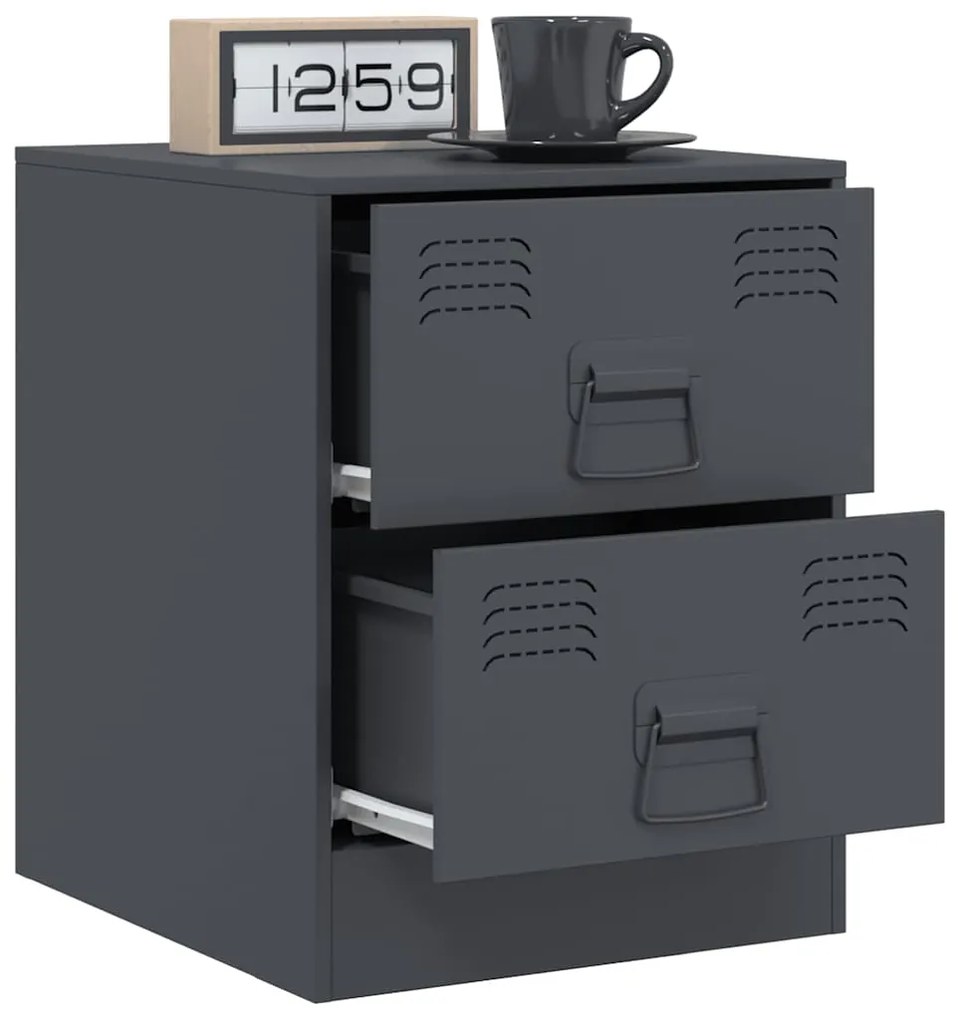 Mesa de cabeceira 34,5x39x44 cm aço antracite