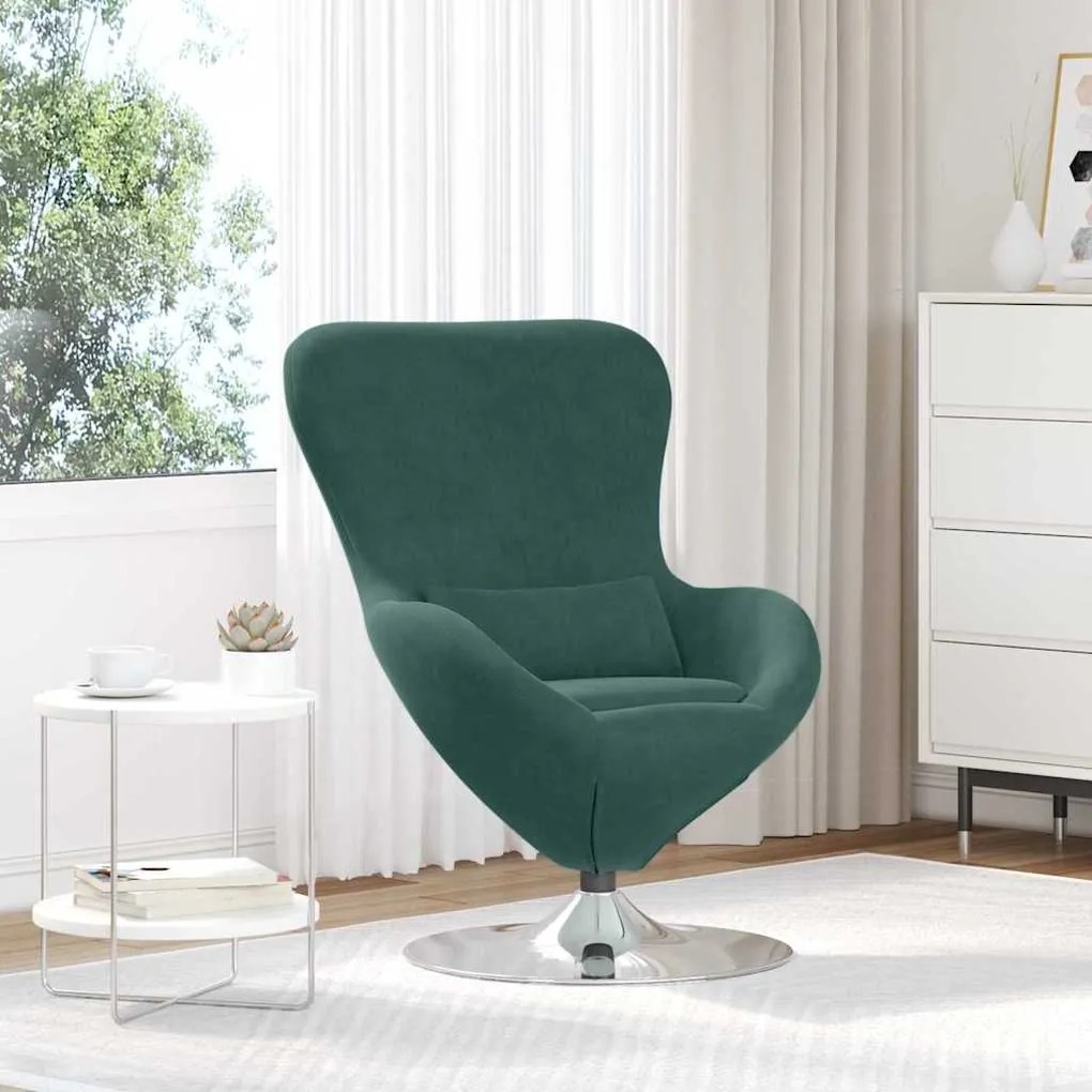 Poltrona Ovo Veludo Verde Escuro