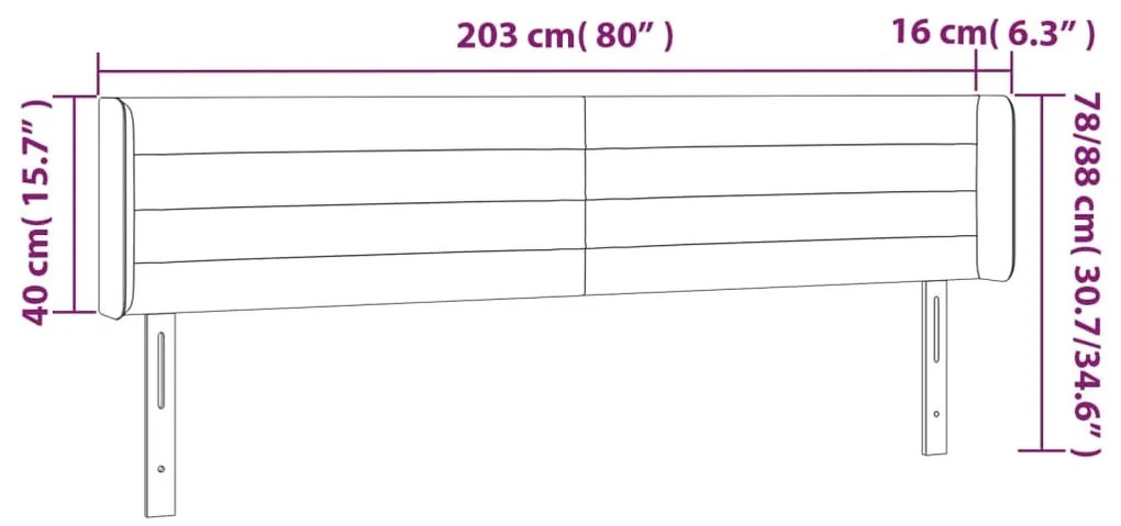 Cabeceira de cama c/ abas veludo 203x16x78/88cm verde-escuro