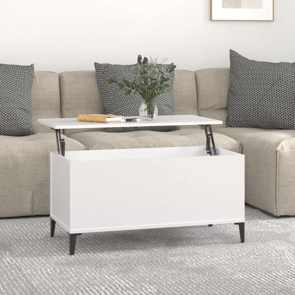 vidaXL Mesa de centro 90x44,5x45 cm derivados de madeira branco