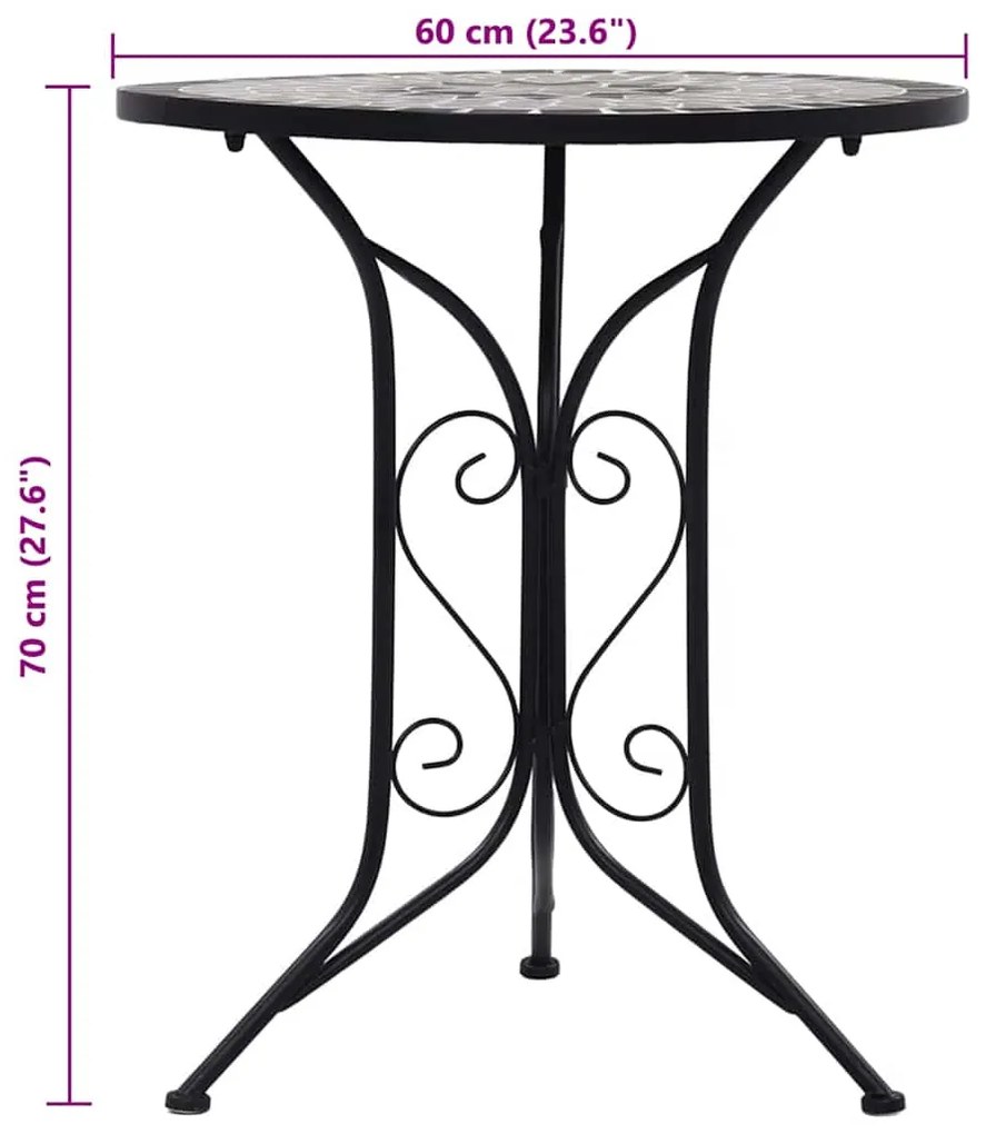Mesa bistrô em mosaico 60 cm cerâmica cinzento