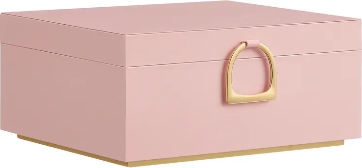Caixa para joias 20,5 x 24 x 11 cm com pega e tabuleiro flexível rosa pastel