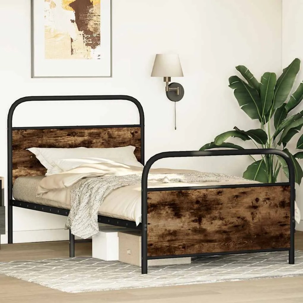 Estrutura cama s/ colchão derivados de madeira carvalho fumado