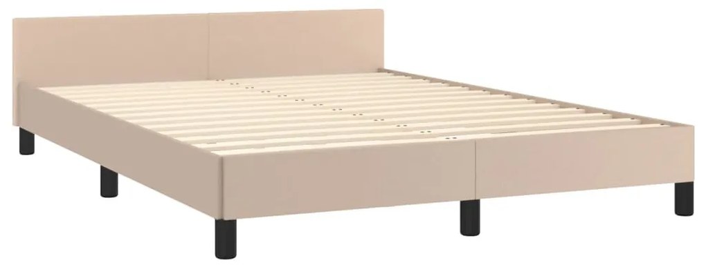 Estrutura cama cabeceira 140x200 cm couro artificial cappuccino