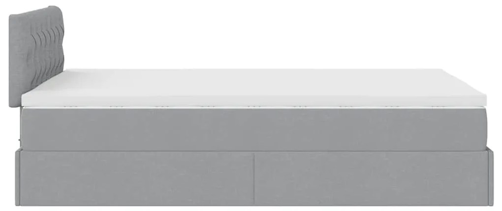 Cama otomana com colchão 120x200 cm tecido cinzento claro