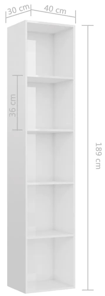 Estante Leyla de 190cm - Branco Brilhante - Design Moderno