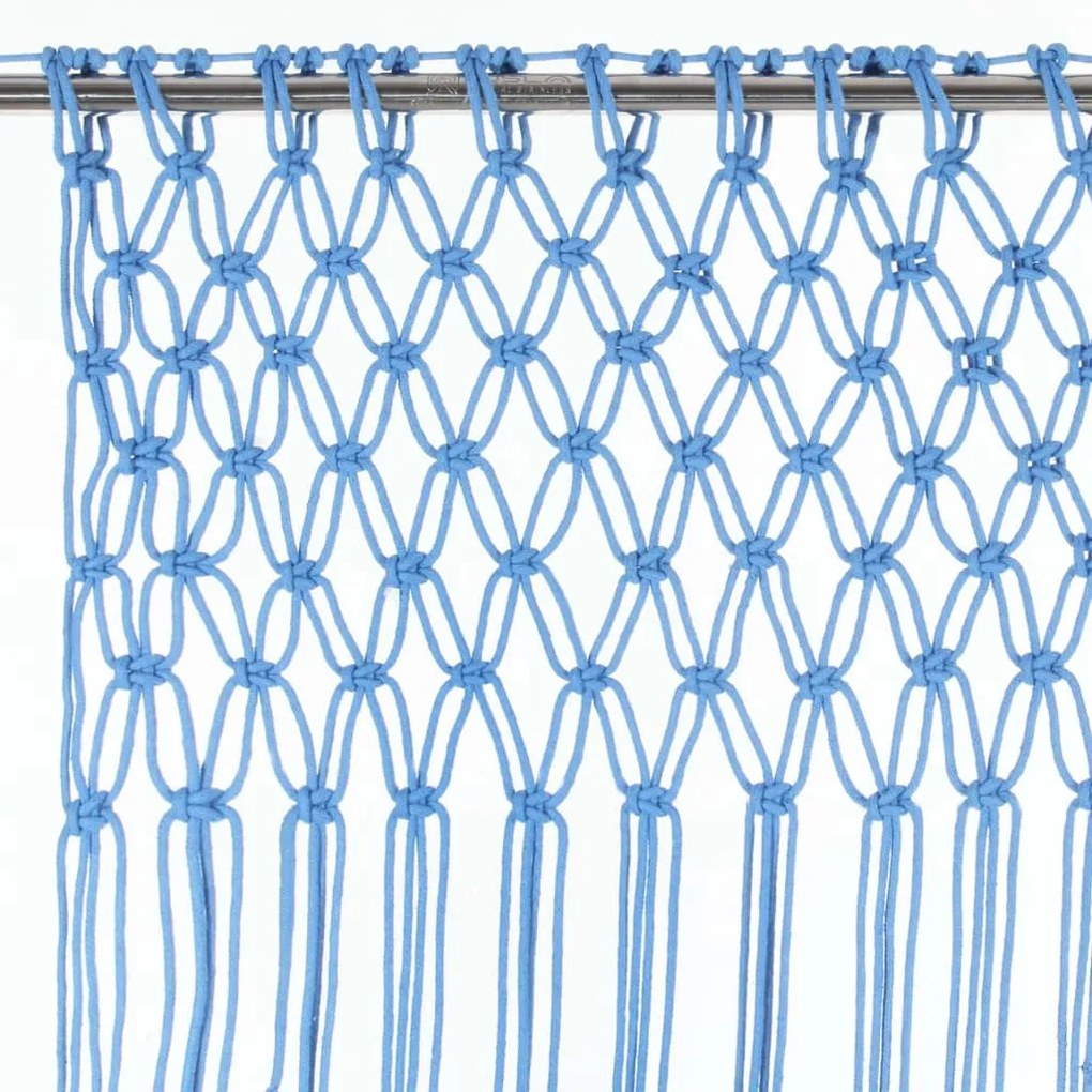 Cortina macramé 140x240 cm algodão azul