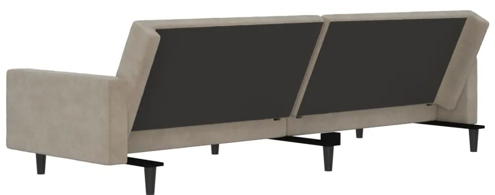 Sofá-cama de 2 lugares veludo cinzento-claro