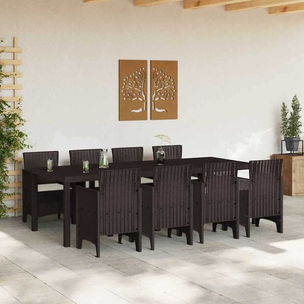 Conjunto de Jantar ao Ar Livre 9 pcs Castanho 250 x 100 x 73 cm