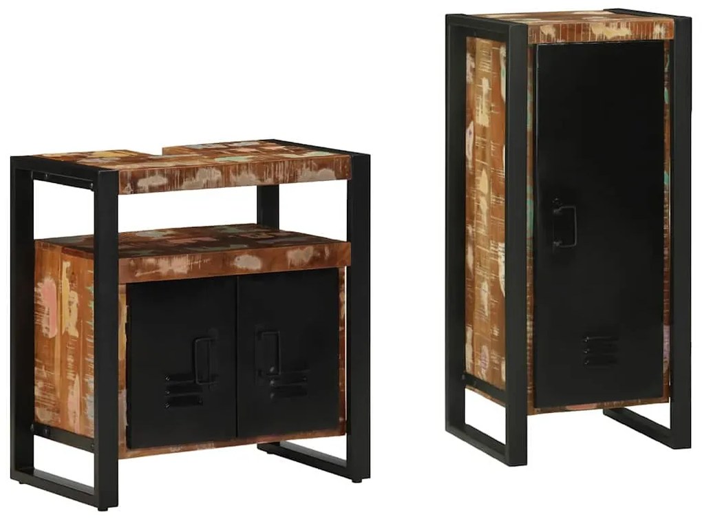 vidaXL Conjunto de Móveis para Banheiro com prateleira com porta 2 pcs