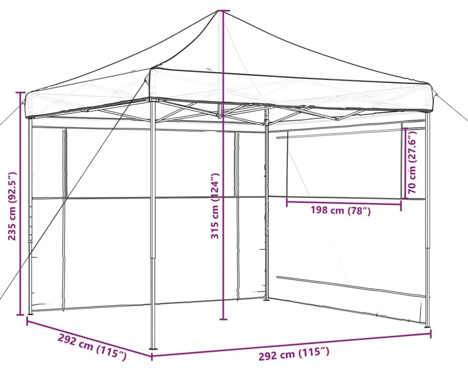 Tenda para festas pop-up dobrável com 2 paredes laterais bege