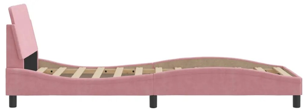 Estrutura cama c/ cabeceira sem colchão 90x190 cm veludo rosa