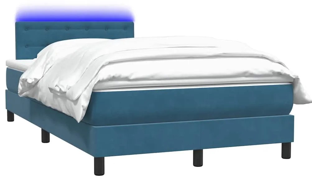 Cama com molas/colchão 120x210 cm veludo azul-escuro