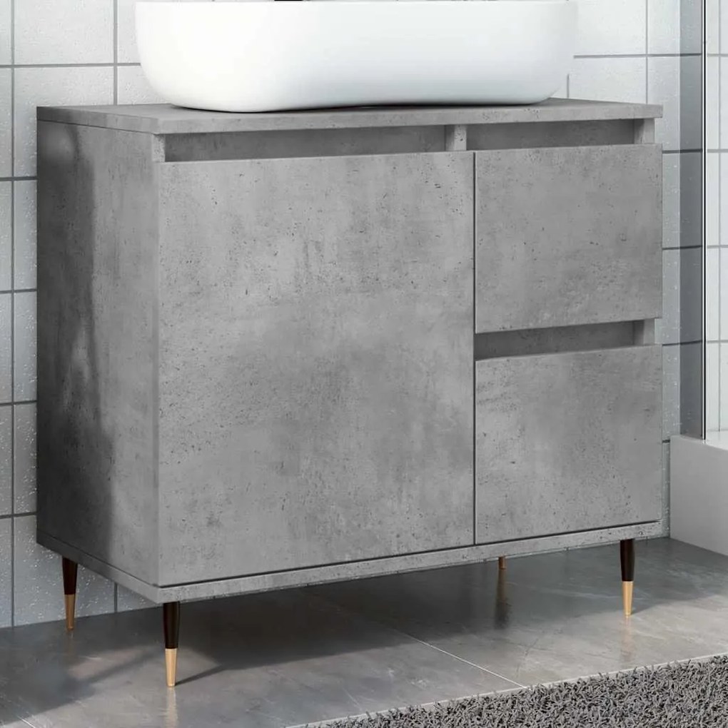 vidaXL Armário WC 65x33x60 cm derivados de madeira cinzento cimento