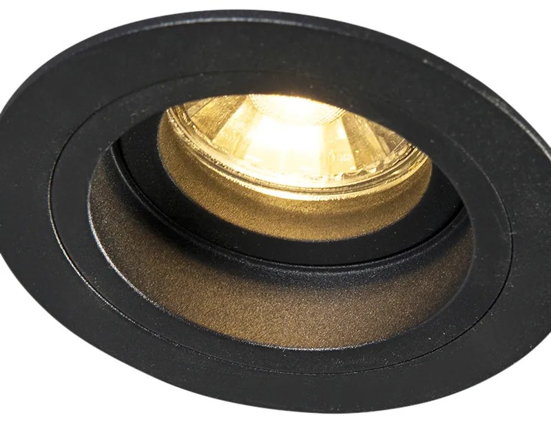 Foco embutido moderno preto rotativo e inclinável 9,2 cm - Chuck Moderno