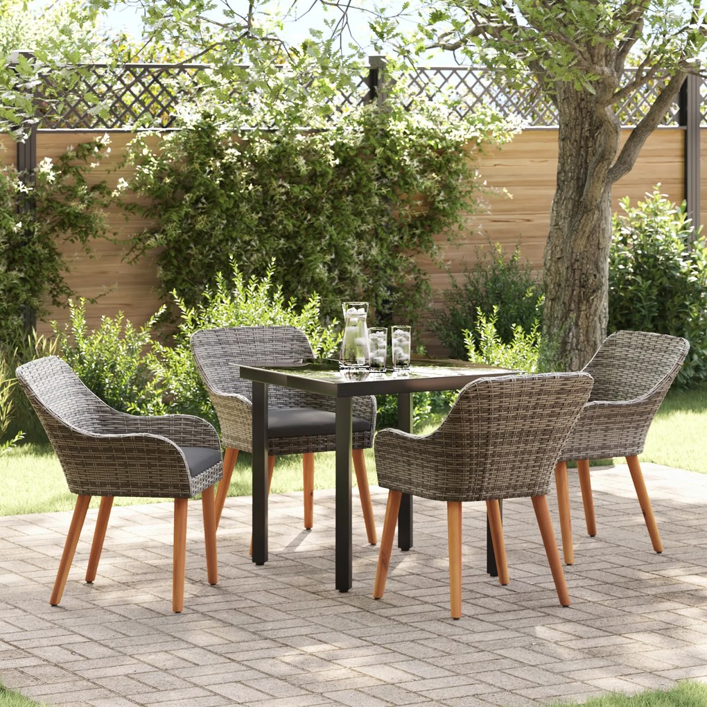 vidaXL Conjunto de Jantar de Jardim 5 Peças Cinza em Rattan Polivalente