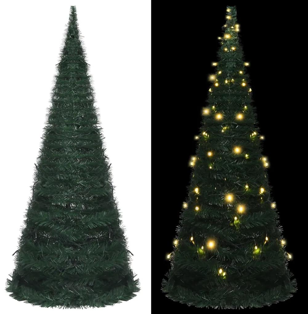 320996 vidaXL Árvore Natal pop-up artificial + cordão luzes LED 210 cm verde