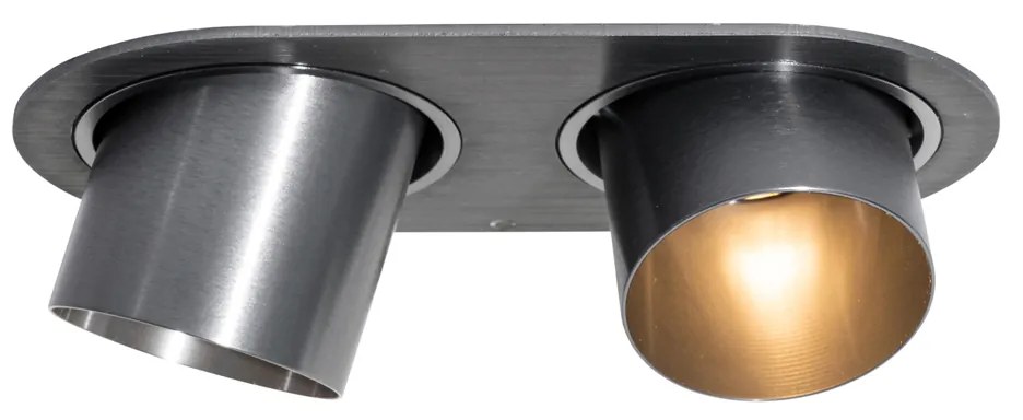 Set van 6 inbouwspots gunmetal GU10 50mm 2-lichts - Installa Moderno