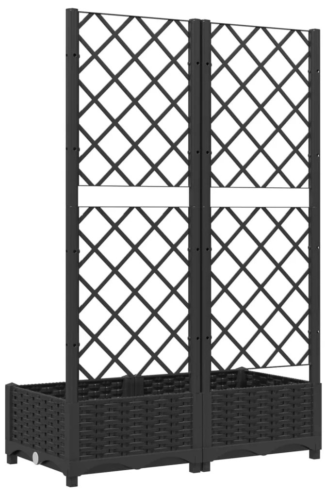 Vaso/floreira jardim c/ treliça 80x40x121,5 cm PP preto