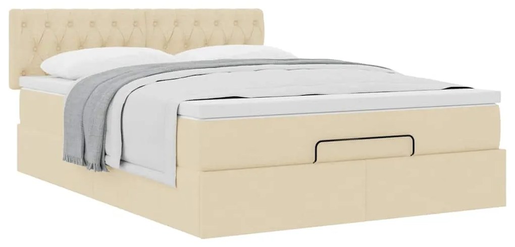 Cama otomana com colchão 140x200 cm tecido creme