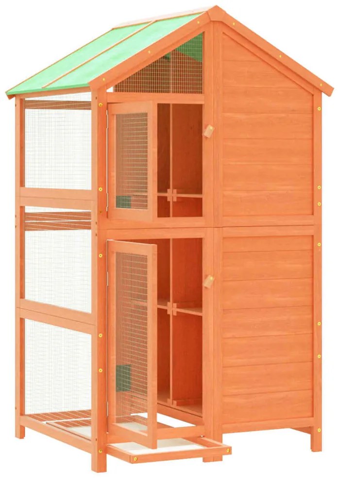Gaiola para pássaros 97x81x152 cm pinho maciço castanho