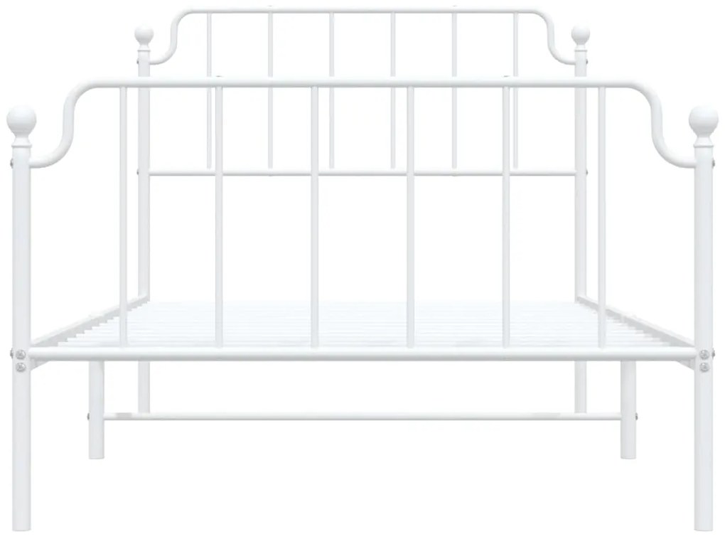 Estrutura de cama com cabeceira e pés 107x203 cm metal branco