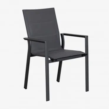 Pack De 2 Cadeiras De Jardim Empilháveis Com Apoios De Braços Em Alumínio Karena Cinza Grafito - Sklum