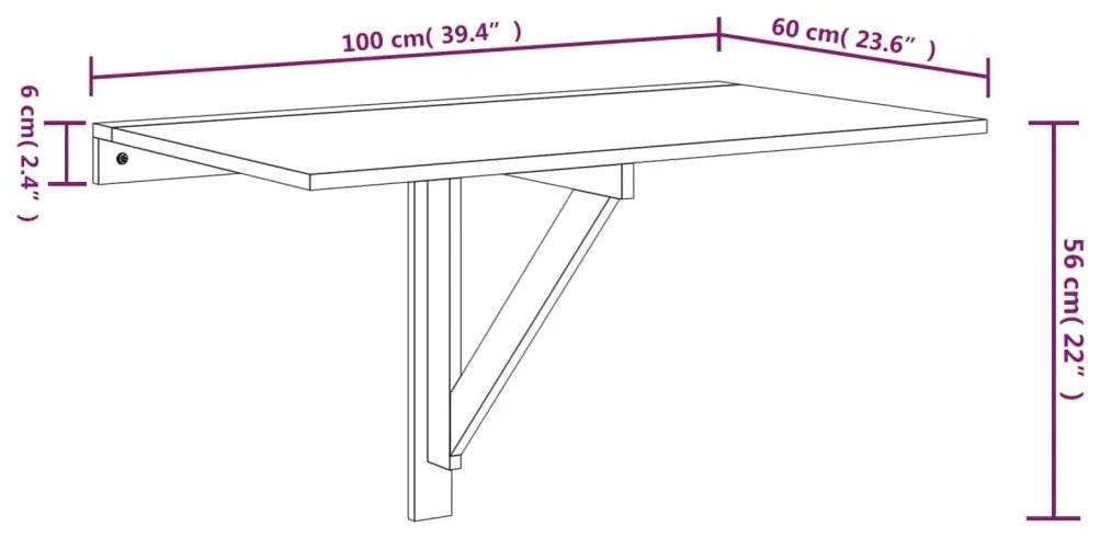 Mesa de parede dobrável derivados de madeira cinzento sonoma