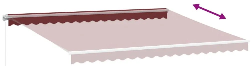 Toldo retrátil manual com luz LED 450x300 cm bordô