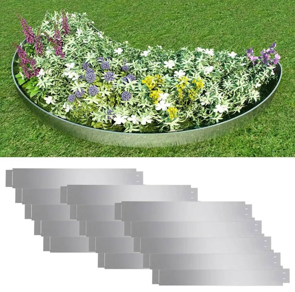271783 vidaXL Conjunto 15 painéis vedação relvado 100 x 14 cm aço galvanizado