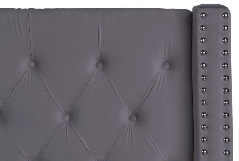 Cama de casal com arrumação em veludo cinzento 140 x 200 cm LUBBON Beliani