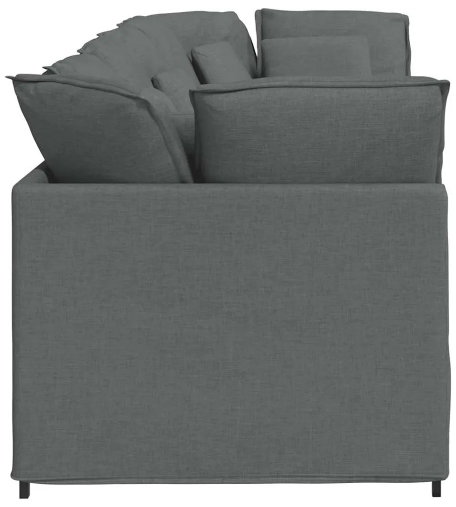 Sofá modular com almofadas tecido cinzento-escuro