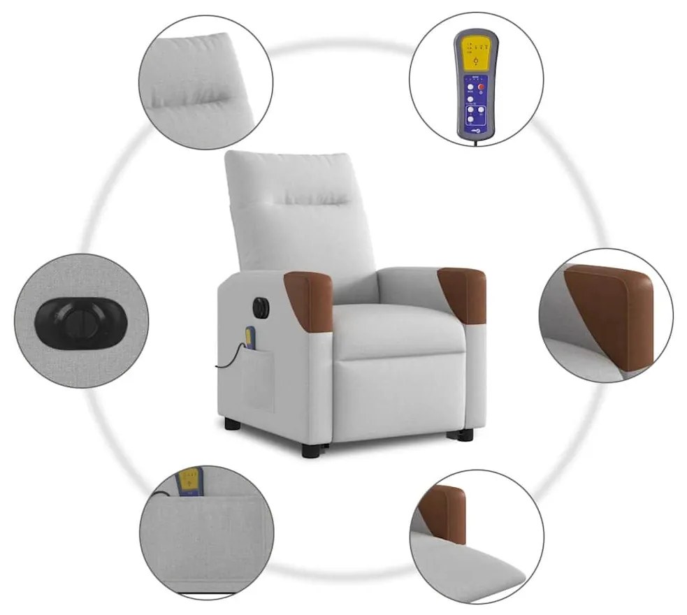 Poltrona elétrica elevatória massagens tecido cinzento-nublado