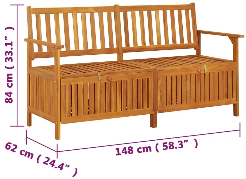 Banco de arrumação 148 cm madeira de acácia maciça