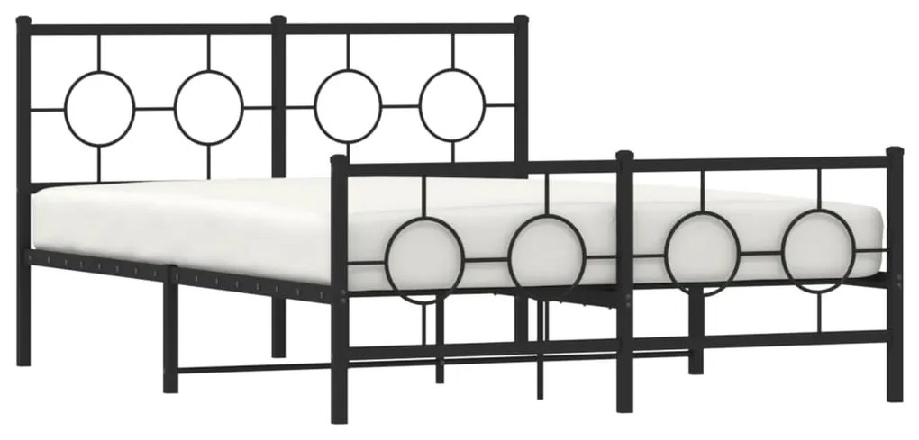 Estrutura de cama com cabeceira e pés 140x200 cm metal preto