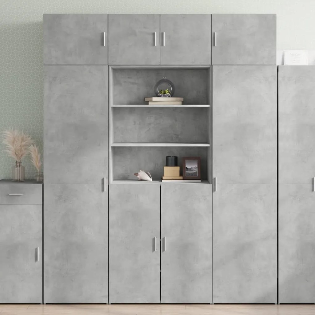 vidaXL Armário alto 80x42,5x185 cm deriv. de madeira cinza cimento
