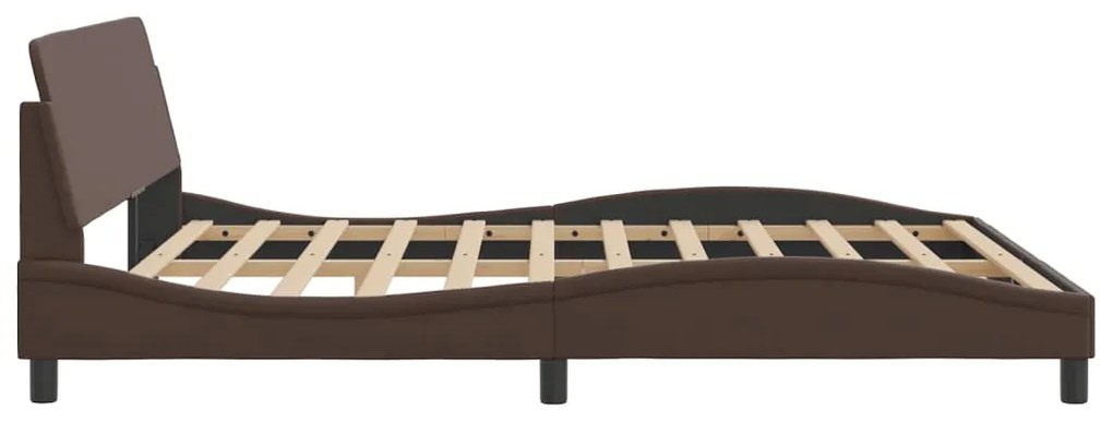 Estrutura cama c/ cabeceira 180x200cm couro artificial castanho