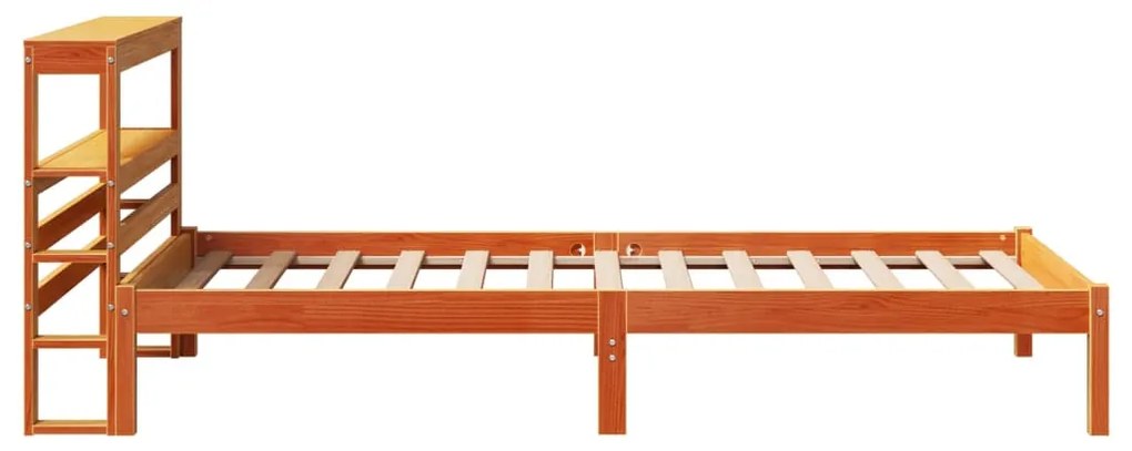 Estrutura cama c/ cabeceira 100x200cm pinho maciço castanho-mel
