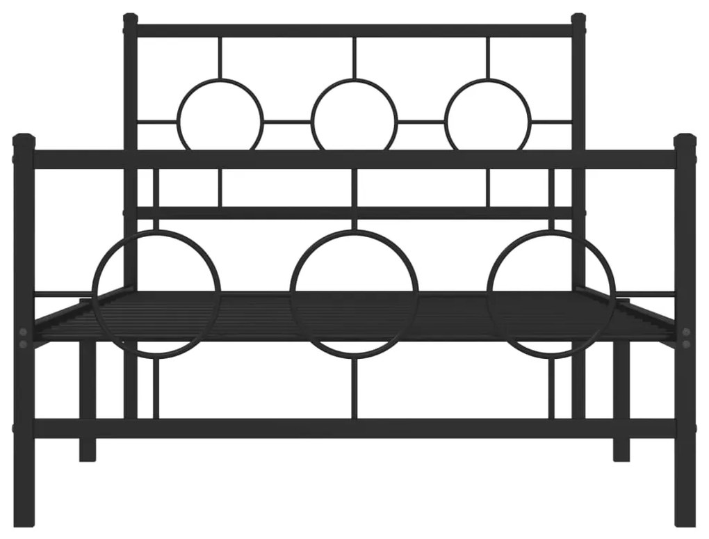 Estrutura de cama com cabeceira e pés 100x190 cm metal preto