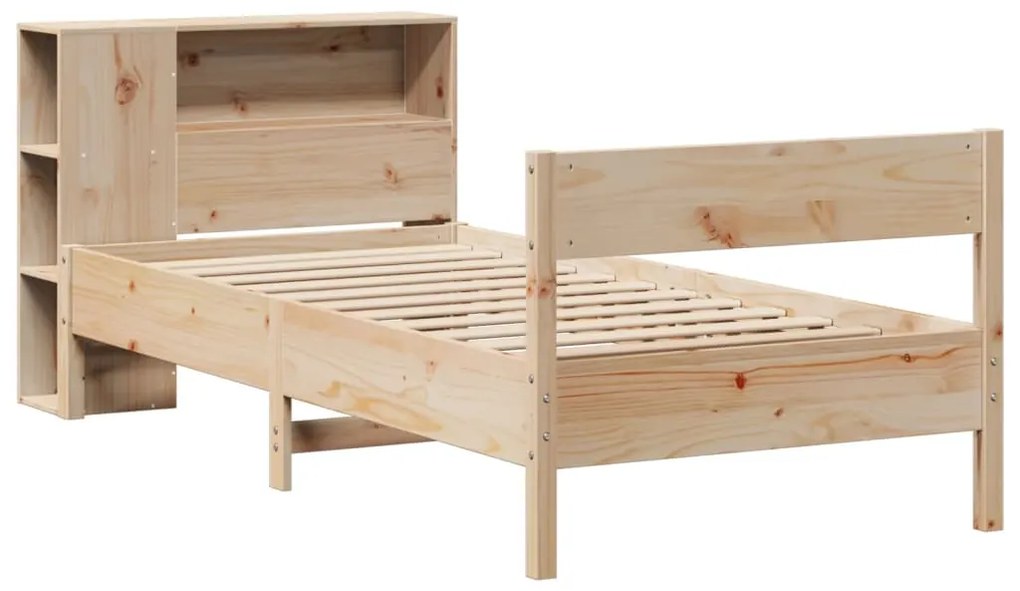 Cama com estante sem colchão 75x190 cm pinho maciço