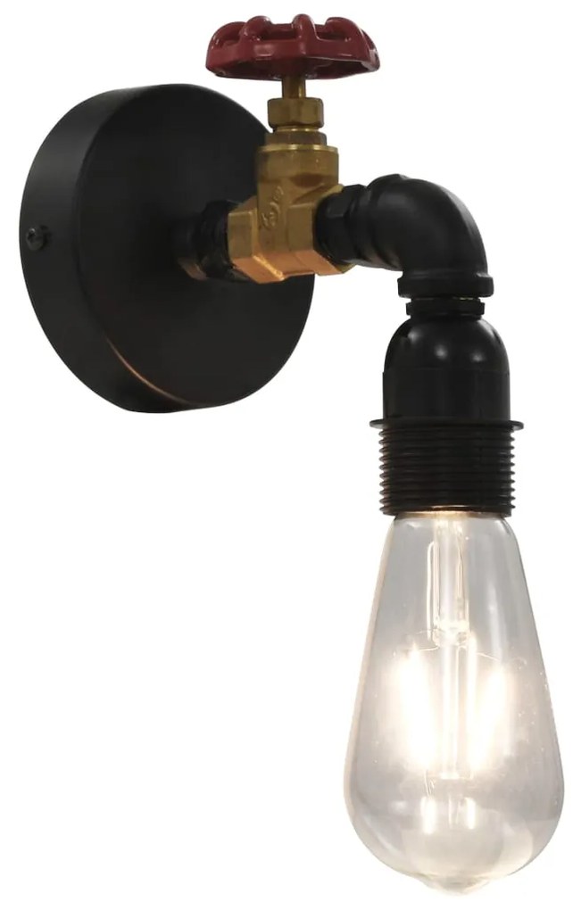 vidaXL Candeeiro de parede design torneira E27 preto