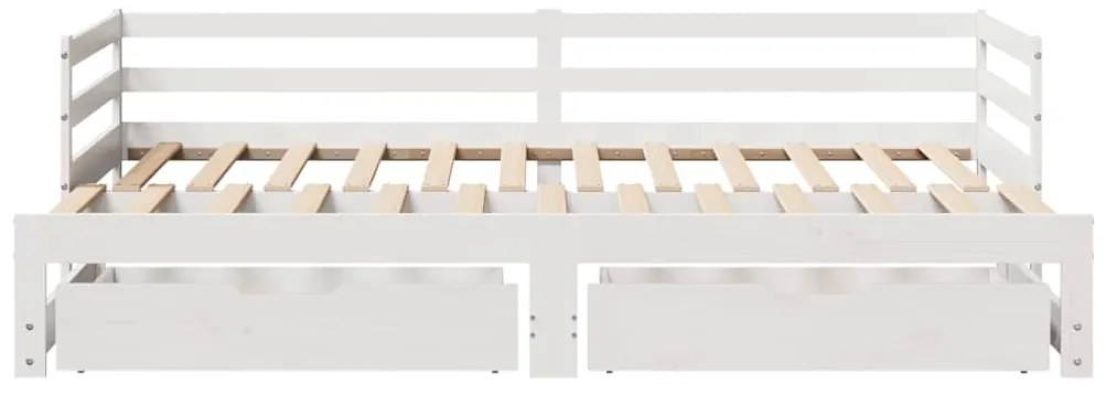 Sofá-cama com gavetão e gavetas sem colchão 90x190 cm branco