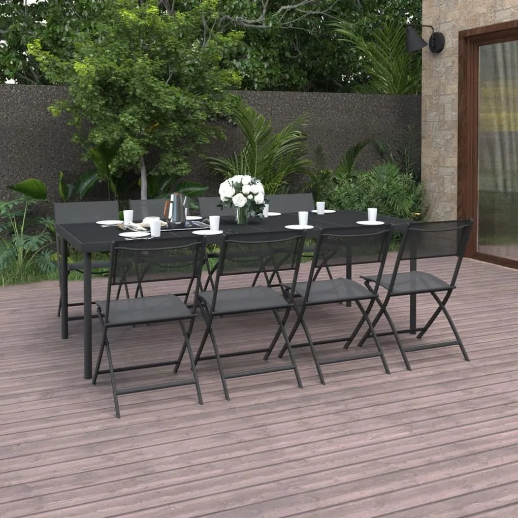 vidaXL 9 pcs conjunto de jantar para exterior aço