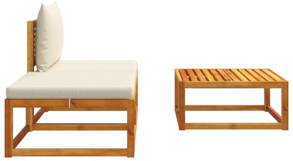 3 pcs conjunto de sofás de jardim com almofadões acácia maciça