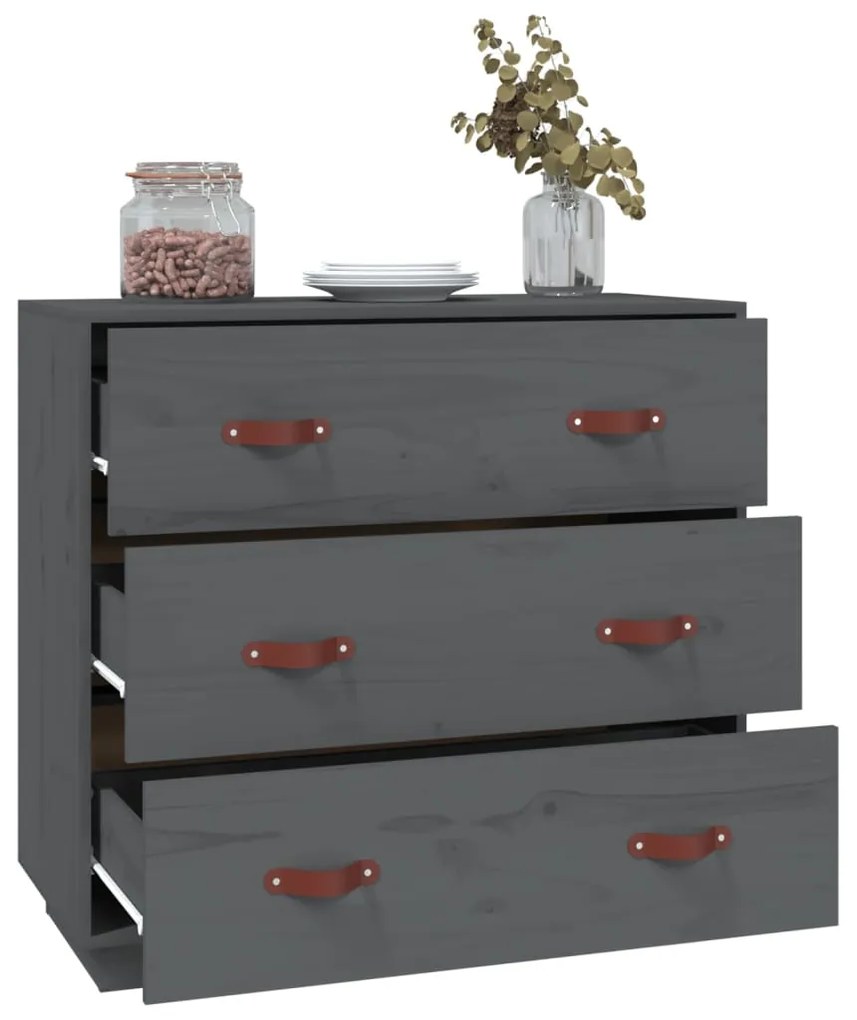 Mesa consola 80x40x75 cm madeira de pinho maciça cinza