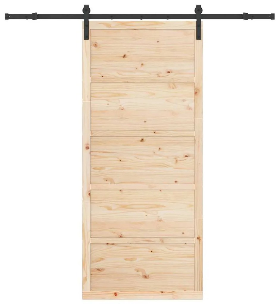 Porta Deslizante Castanho 90 x 208 cm Madeira de pinho maciça