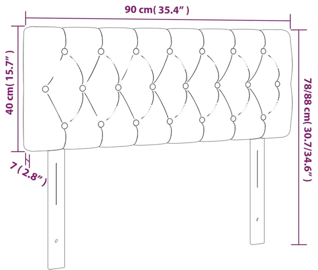 Cabeceira de cama c/ luzes LED veludo 90x7x78/88 cm preto