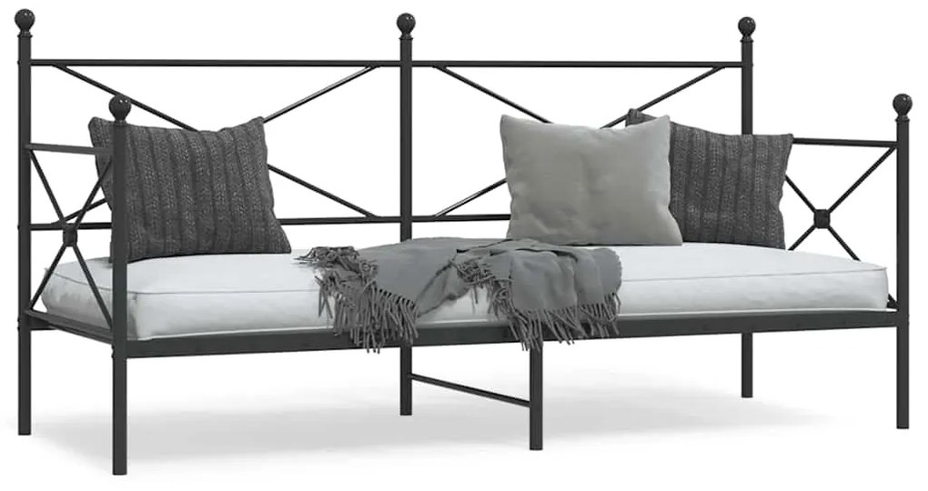 vidaXL Cama de Dia sem Colchão 90x200 cm aço preto