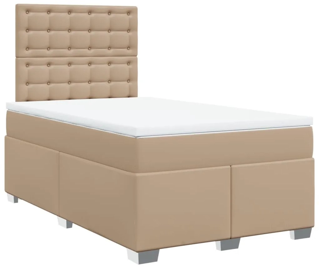 Cama com molas/colchão 120x200 cm couro artificial cappuccino