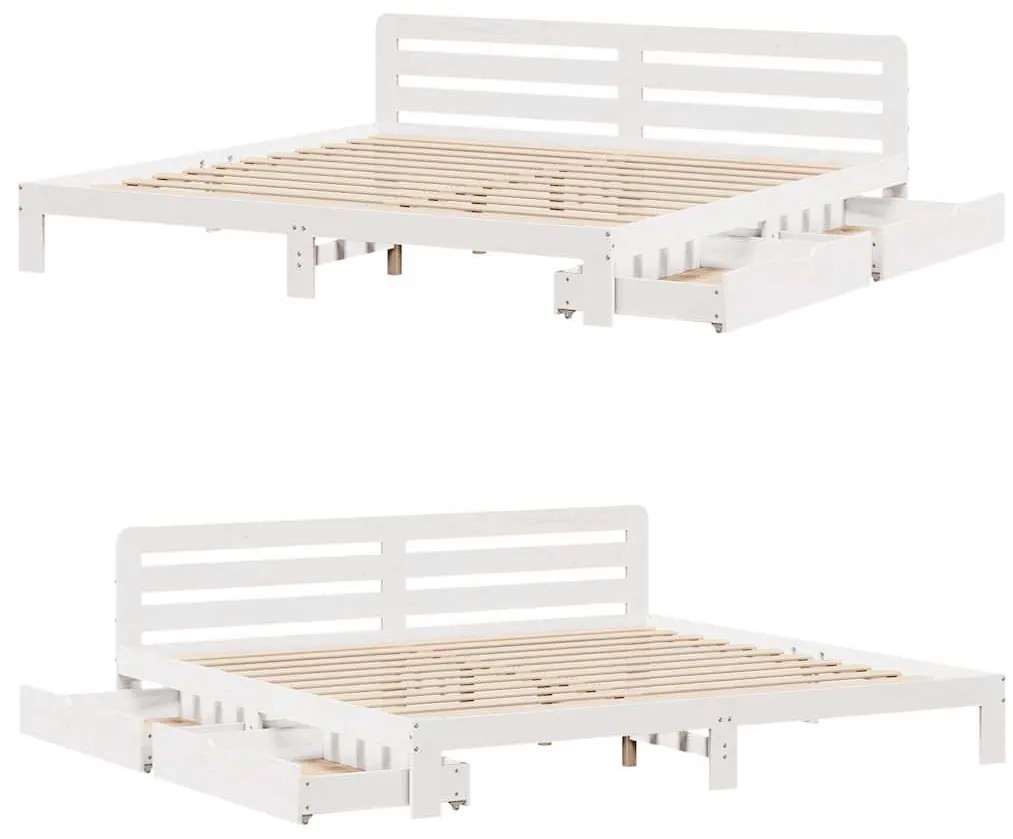 Cama sem colchão 200x200 cm madeira de pinho maciça branco